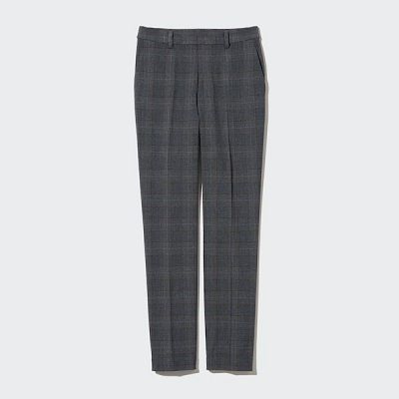 Pantalon Uniqlo Smart Ankle (2-Way Stretch Glen Check, Tall) Mujer Gris | 54719_PE