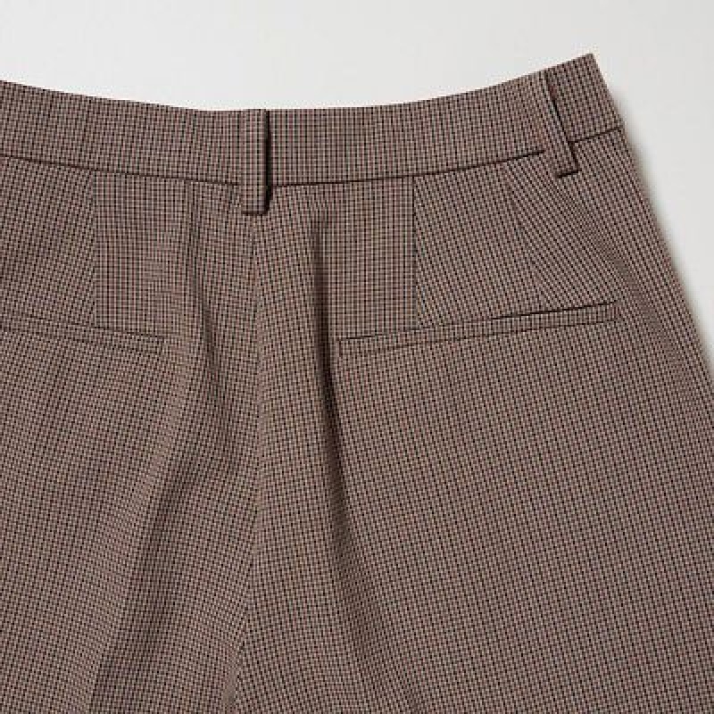 Pantalon Uniqlo Smart Ankle (2-Way Stretch Check, Tall) Mujer Marrones | 826754_PE