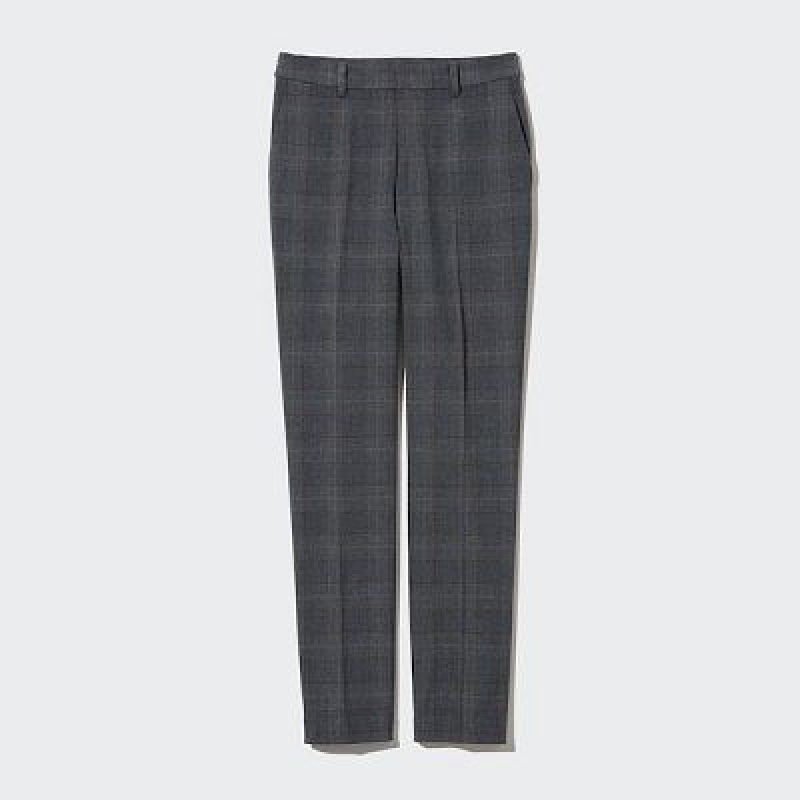 Pantalon Uniqlo Smart Ankle (2-Way Stretch Glen Check) Mujer Gris | 210945_PE