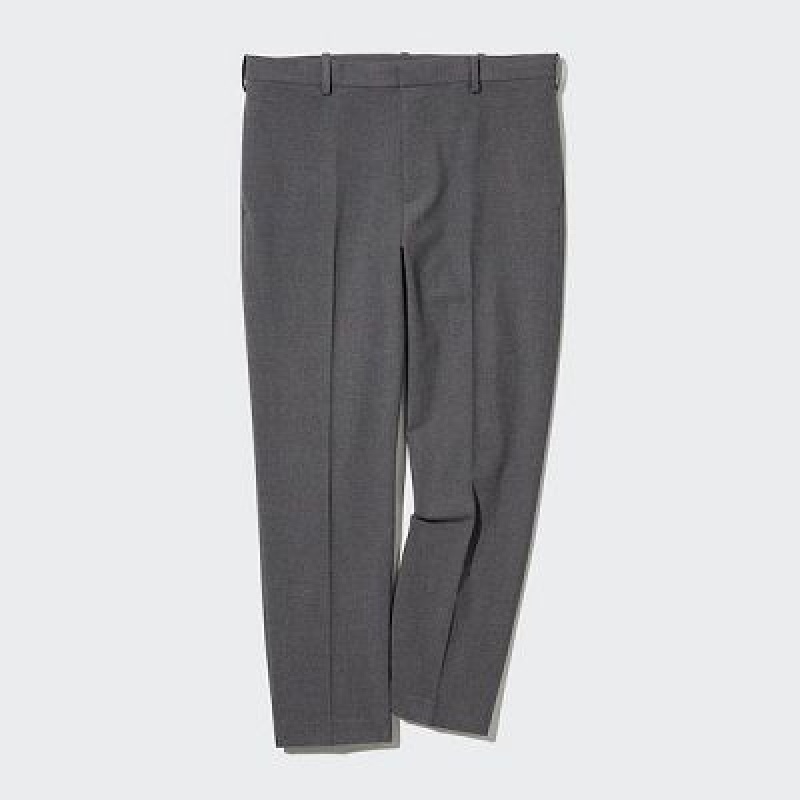 Pantalon Uniqlo Smart Ankle (2-Way Stretch, Lana-Like) Hombre Gris | 927631_PE