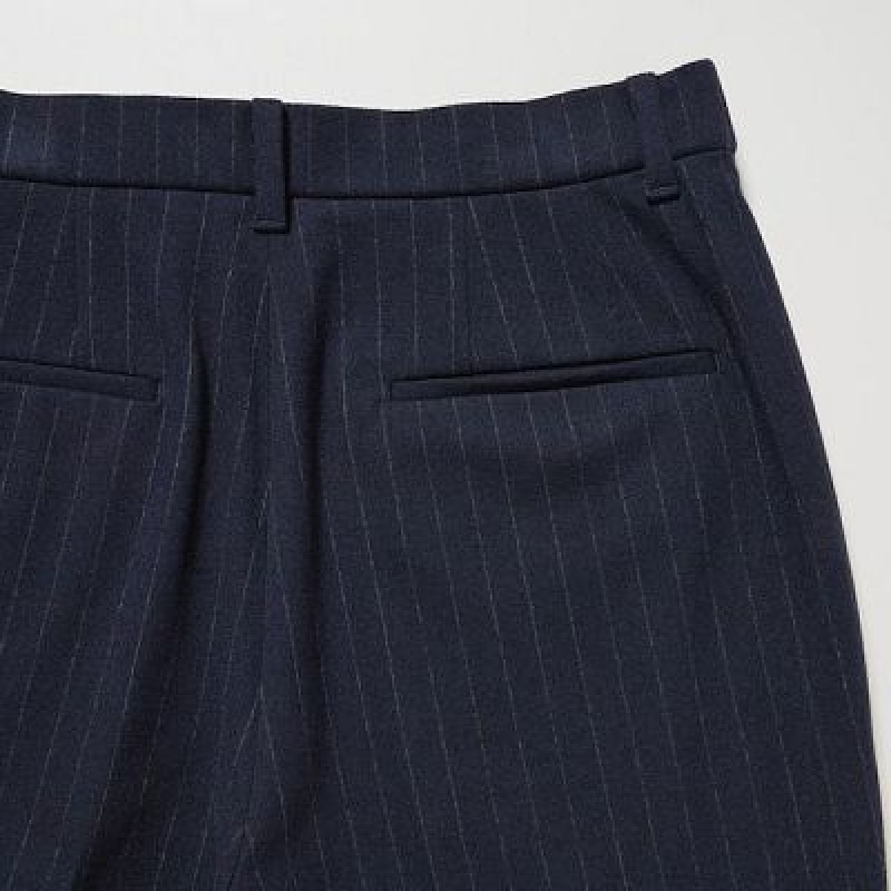 Pantalon Uniqlo Smart Brushed Ankle (Pinstripe) Mujer Azul Marino | 639725_PE