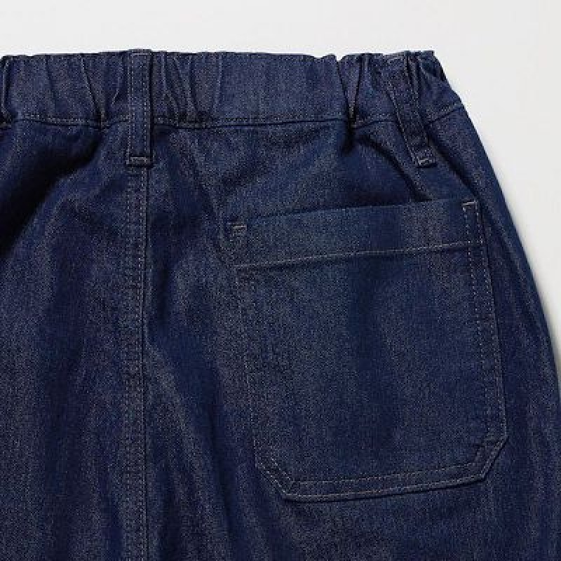 Pantalon Uniqlo Stretch Warm Lined Denim Niños Azules | 405276_PE