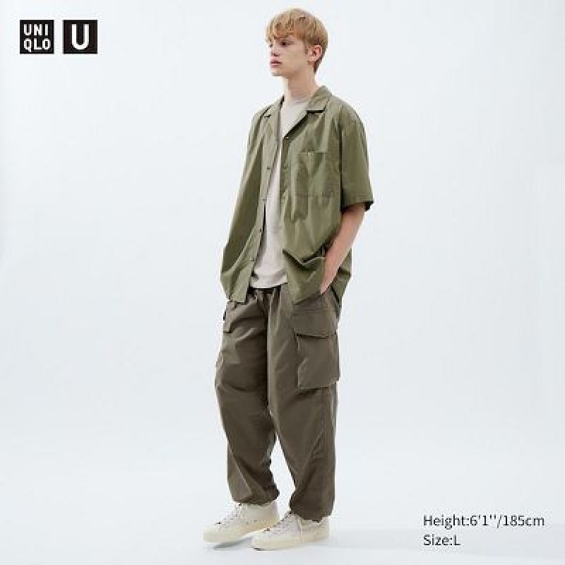 Pantalon Uniqlo U Wide-Fit Parachute Cargo Hombre Verde Oliva | 790842_PE