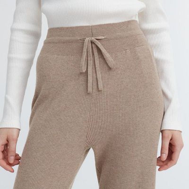 Pantalon Uniqlo Washable Knit Acanalado Mujer Gris | 219835_PE