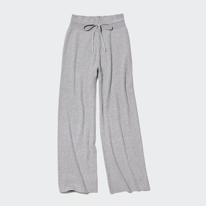 Pantalon Uniqlo Washable Knit Acanalado Mujer Gris | 219835_PE