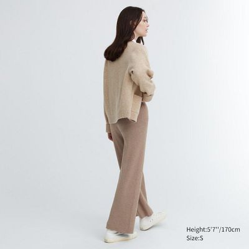 Pantalon Uniqlo Washable Knit Acanalado Mujer Natural | 610945_PE