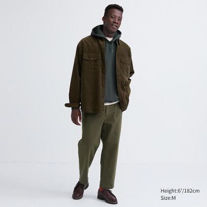 Pantalon Uniqlo Washed Jersey Ankle Hombre Verde Oliva | 315702_PE