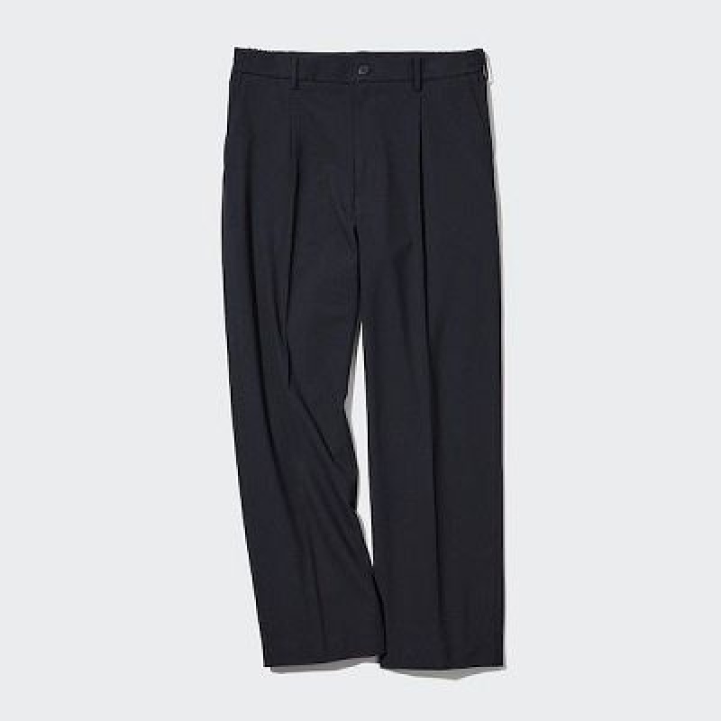 Pantalon Uniqlo Wide-Fit Plisado Hombre Azul Marino | 178524_PE