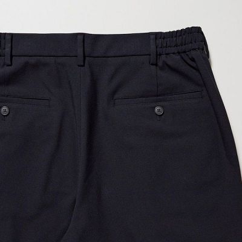 Pantalon Uniqlo Wide-Fit Plisado Hombre Negras | 549732_PE