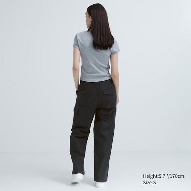 Pantalon Uniqlo Wide Directo Cargo Mujer Gris | 319024_PE