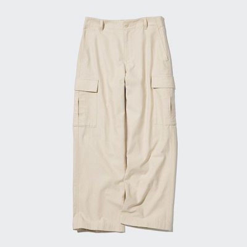 Pantalon Uniqlo Wide Directo Cargo Mujer Gris | 319024_PE