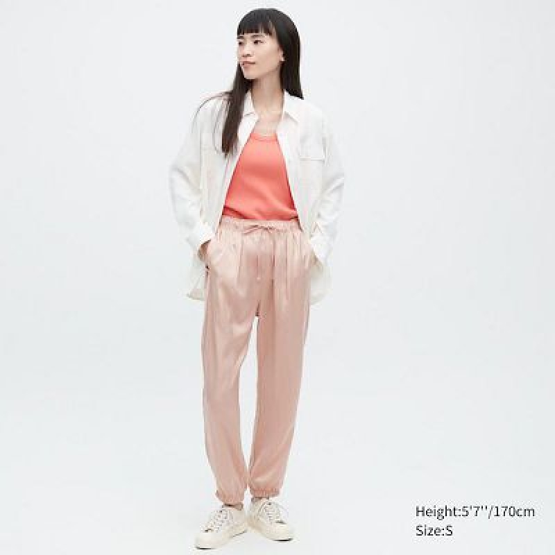 Pantalones Jogger Uniqlo Satin Drape Mujer Rosas | 596320_PE