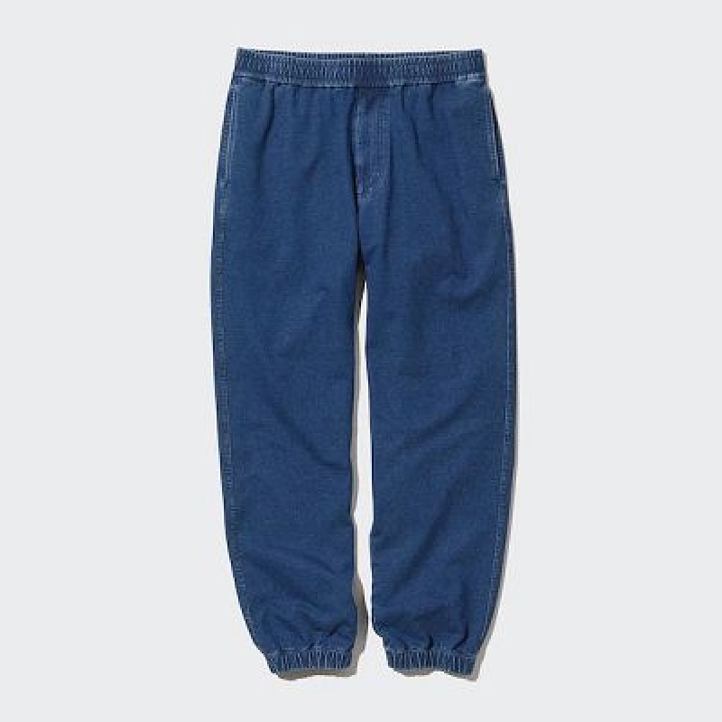 Pantalones Jogger Uniqlo Washed Jersey Denim Hombre Azules | 17968_PE