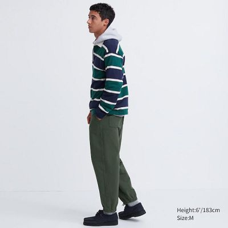 Pantalones Jogger Uniqlo Washed Jersey Hombre Verde | 427918_PE