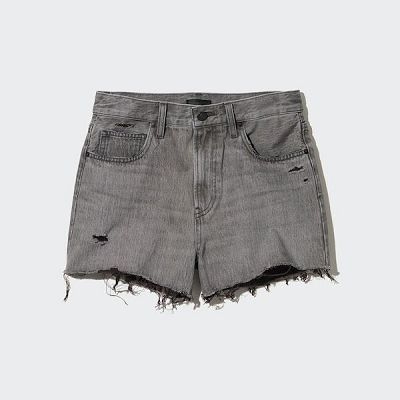 Short Uniqlo Boyfriend Denim Mujer Gris | 921365_PE