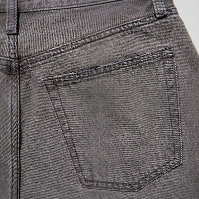 Short Uniqlo Boyfriend Denim Mujer Gris | 921365_PE