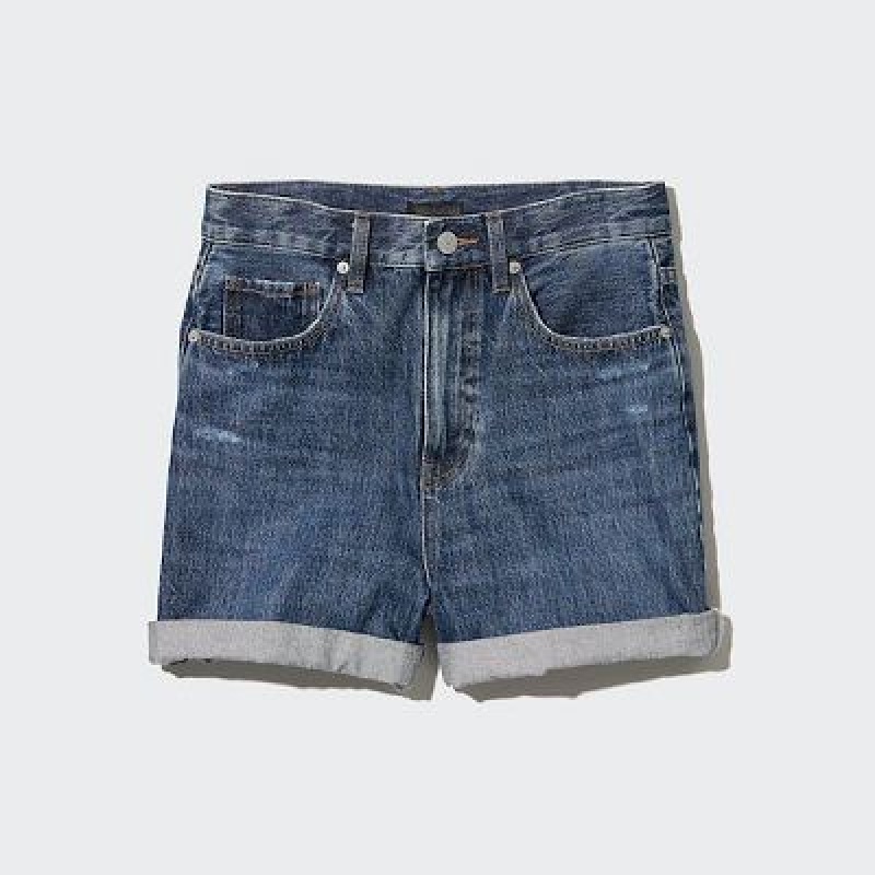 Short Uniqlo High-Rise Denim Mujer Azules | 602419_PE