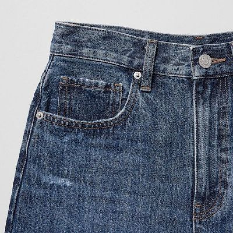 Short Uniqlo High-Rise Denim Mujer Azules | 602419_PE