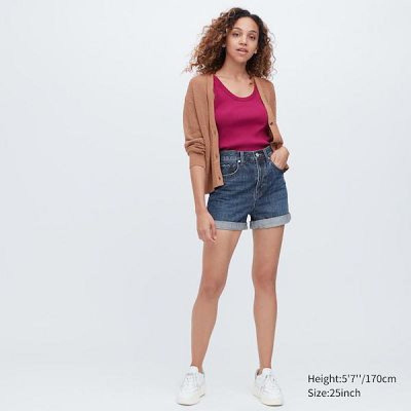 Short Uniqlo High-Rise Denim Mujer Azules | 384275_PE