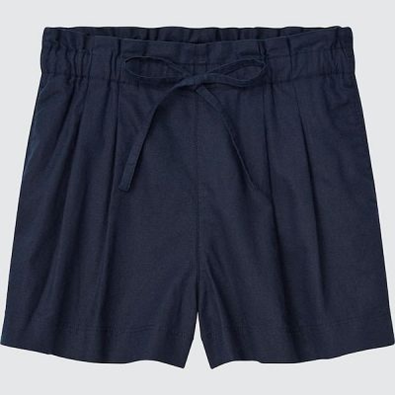 Short Uniqlo Linen-Cotton Mujer Azul Marino | 298053_PE