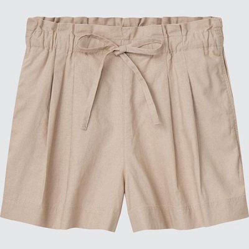 Short Uniqlo Linen-Cotton Mujer Beige | 843615_PE