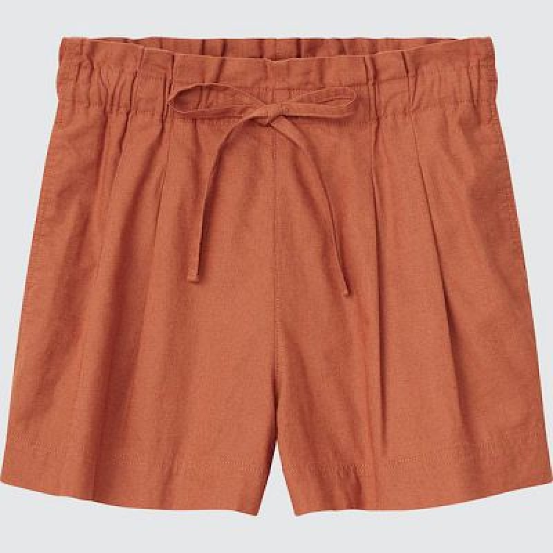 Short Uniqlo Linen-Cotton Mujer Naranjas | 642170_PE