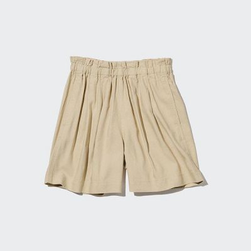 Short Uniqlo Linen Blend Easy Niños Naranjas | 74938_PE