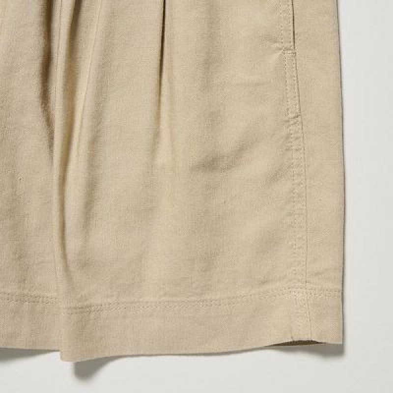 Short Uniqlo Linen Blend Easy Niños Naranjas | 74938_PE