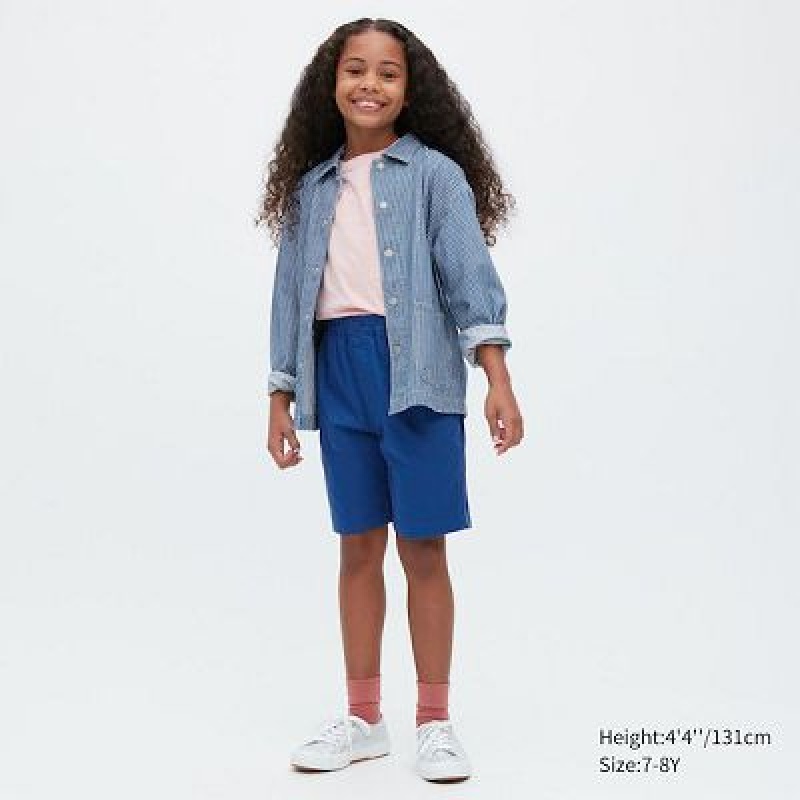 Short Uniqlo Stretch Twill Easy Niños Azules | 175603_PE