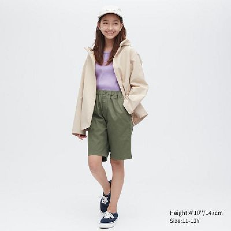 Short Uniqlo Stretch Twill Easy Niños Verde Oliva | 946753_PE