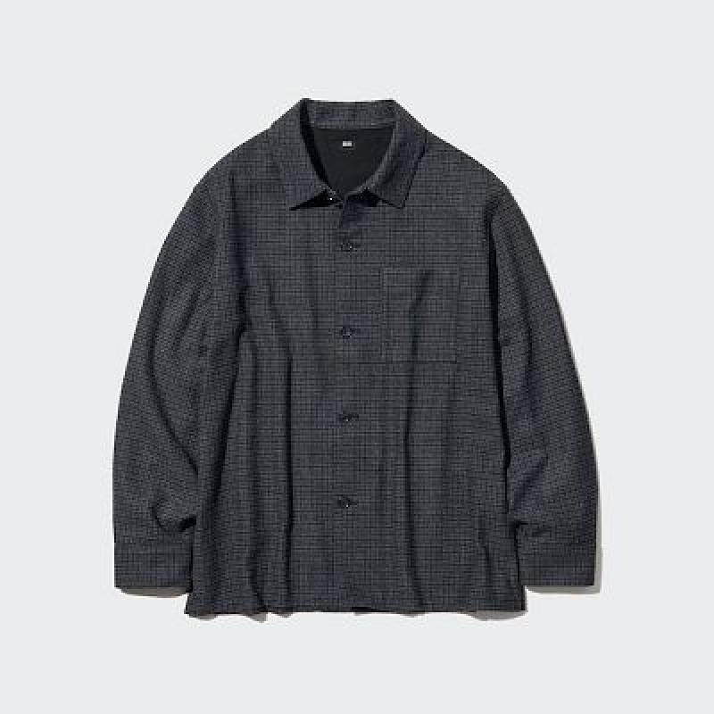 Sobrecamisa Uniqlo Brushed Twill (Checked) Hombre Gris | 960541_PE