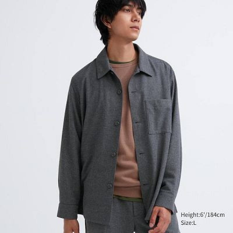 Sobrecamisa Uniqlo Brushed Twill Hombre Gris | 316548_PE