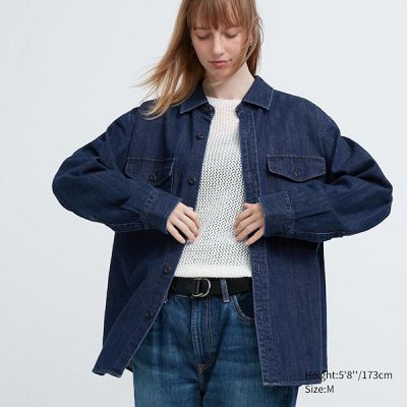 Sobrecamisa Uniqlo Denim Utility Long-Sleeve Hombre Azules | 240763_PE