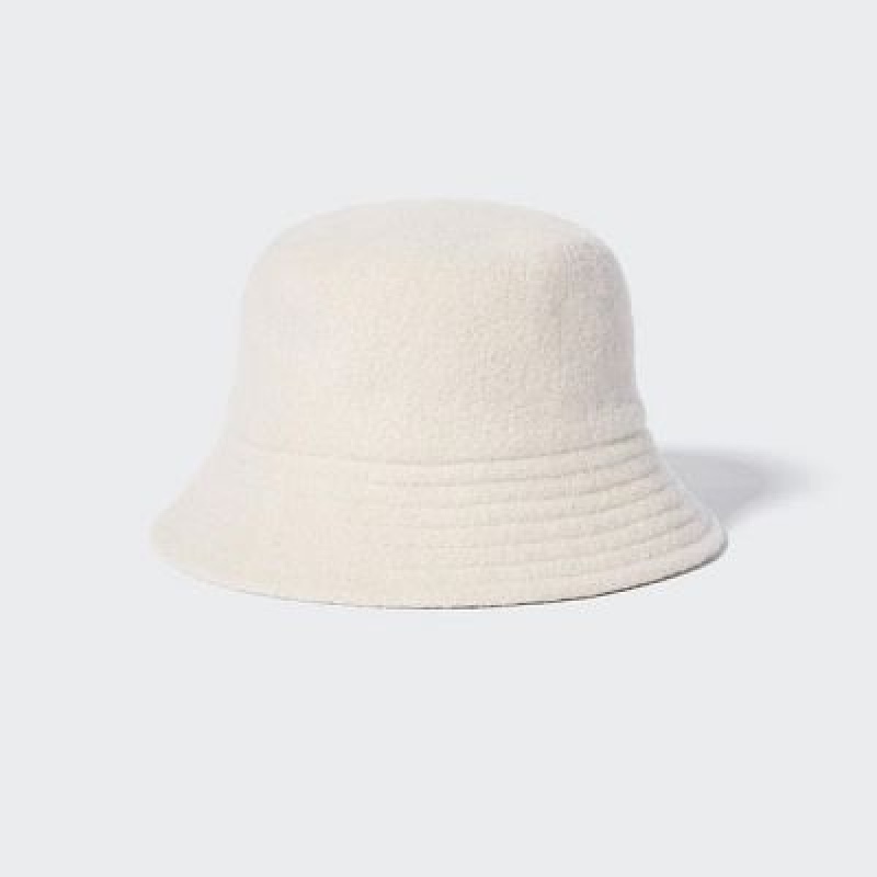 Sombreros Uniqlo Adjustable Lana Bucket Mujer Blancas | 824360_PE