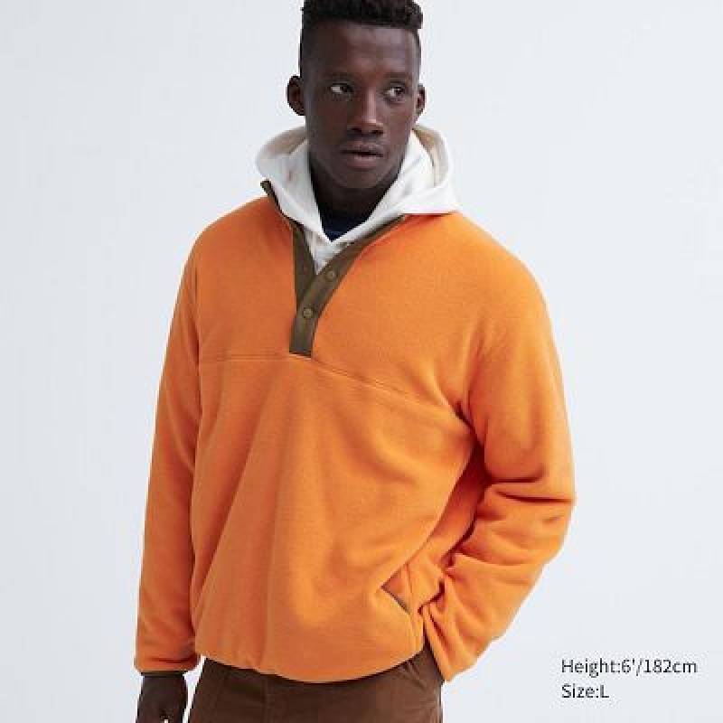 Sudadera con Capucha Uniqlo Button Up Long-Sleeve Pullover Hombre Naranjas | 653429_PE