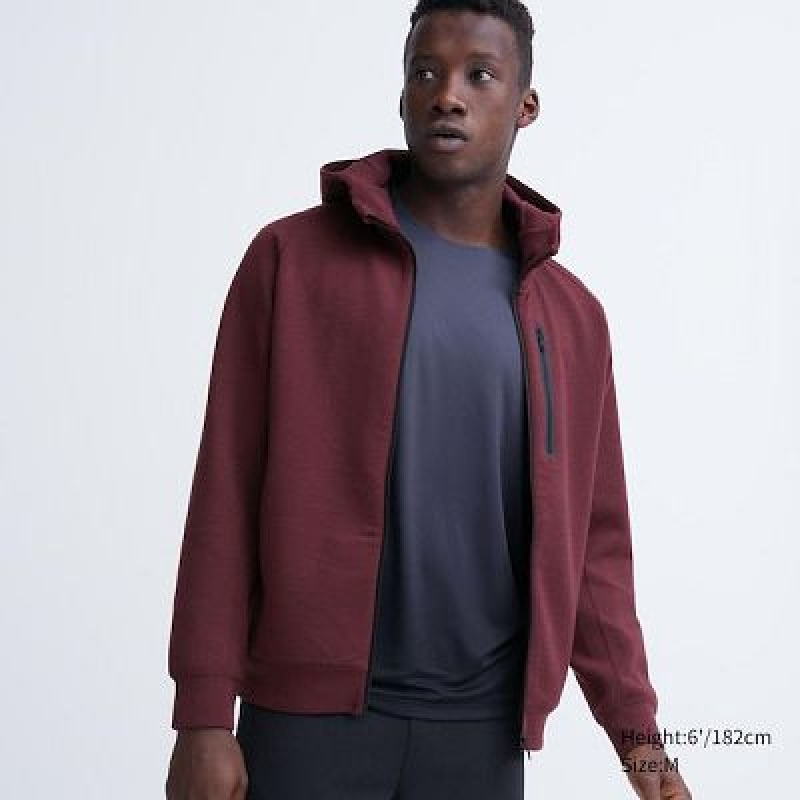 Sudadera con Capucha Uniqlo Dry Stretch Sweat Long-Sleeve Full-Zip Hombre Wine | 423790_PE