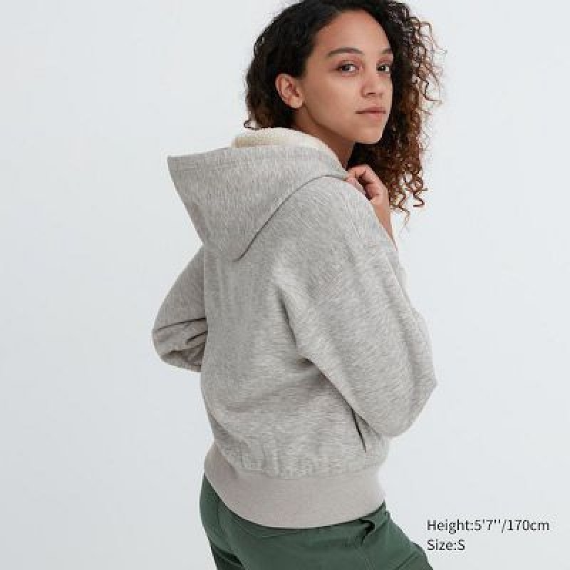 Sudadera con Capucha Uniqlo HEATTECH Pile-Lined Sweat Full-Zip Mujer Blancas | 678140_PE