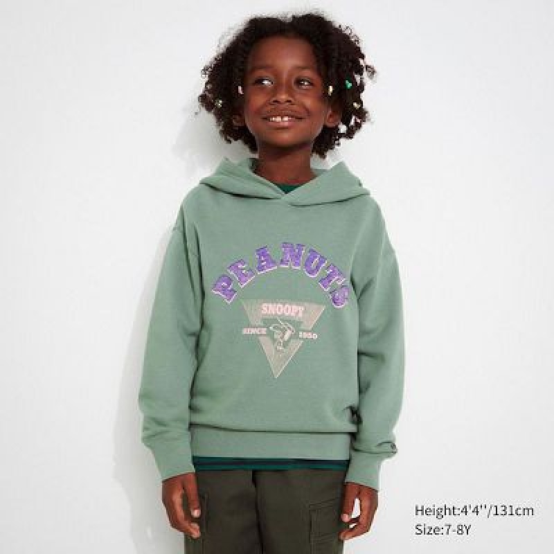 Sudadera con Capucha Uniqlo PEANUTS Charlie Brown's Baseball Team Long-Sleeve Niños Verde | 564732_PE