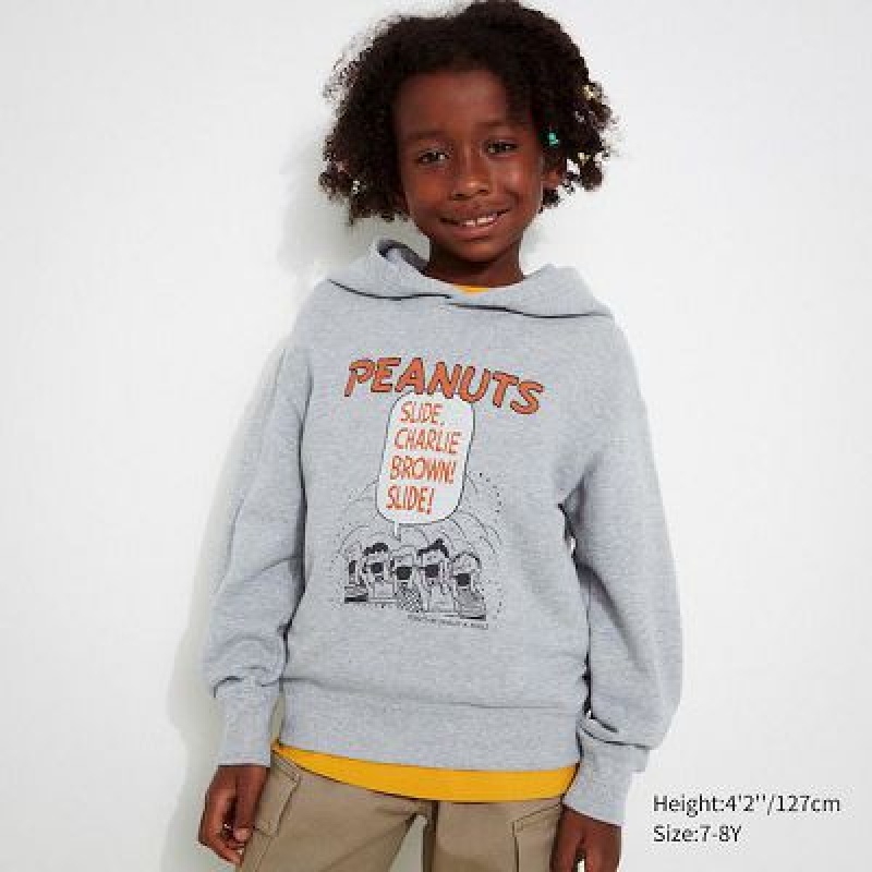 Sudadera con Capucha Uniqlo PEANUTS Charlie Brown's Baseball Team Long-Sleeve Niños Gris | 508317_PE