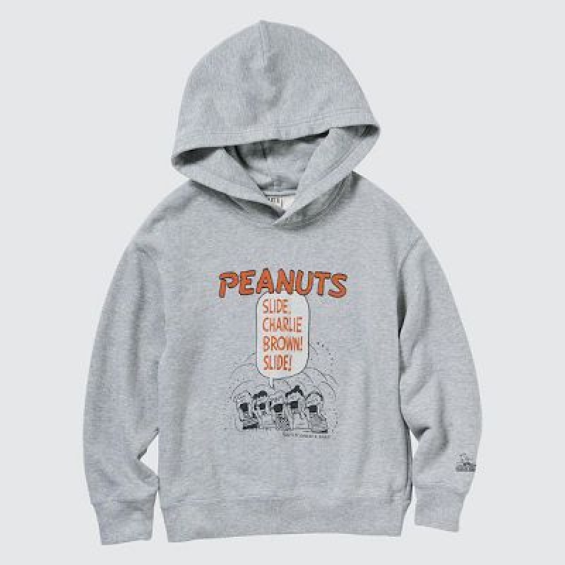 Sudadera con Capucha Uniqlo PEANUTS Charlie Brown's Baseball Team Long-Sleeve Niños Gris | 508317_PE