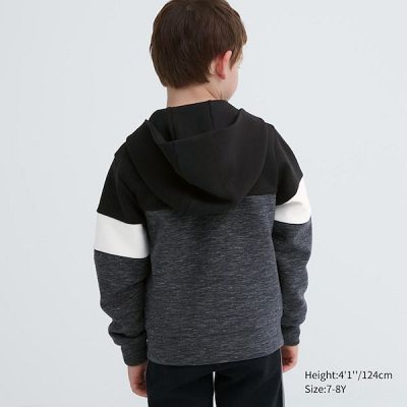 Sudadera con Capucha Uniqlo Ultra Stretch Dry Sweat Long-Sleeve Full-Zip Niños Negras | 674139_PE