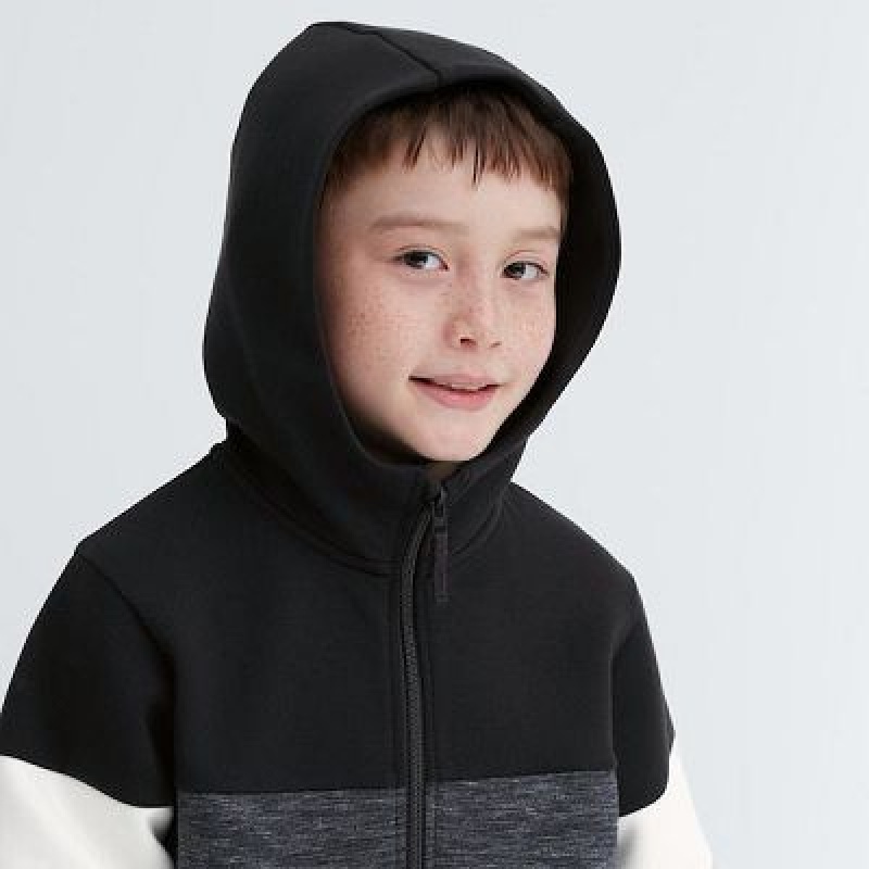 Sudadera con Capucha Uniqlo Ultra Stretch Dry Sweat Long-Sleeve Full-Zip Niños Negras | 674139_PE