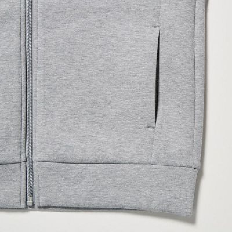 Sudadera con Capucha Uniqlo Ultra Stretch Dry Sweat Long-Sleeve Full-Zip Niños Gris | 298651_PE