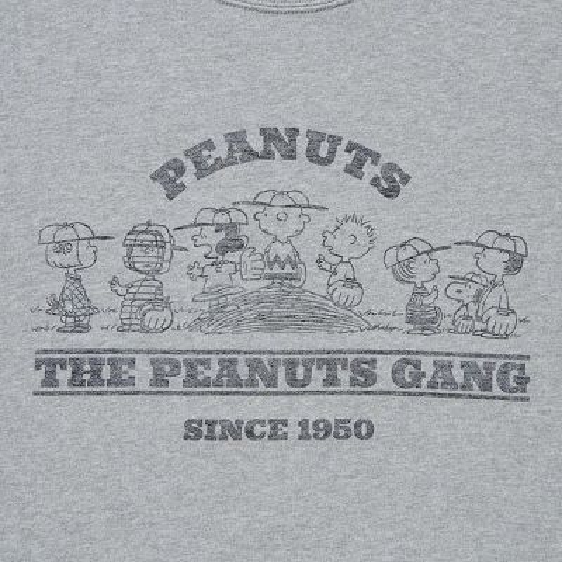 Sudaderas Uniqlo PEANUTS Charlie Baseball Team Long-Sleeve Hombre Gris | 253418_PE