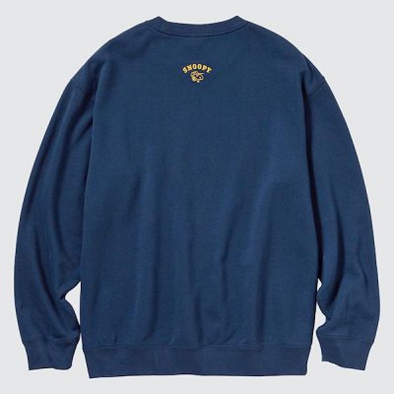 Sudaderas Uniqlo PEANUTS Charlie Baseball Team Long-Sleeve Hombre Azules | 301549_PE