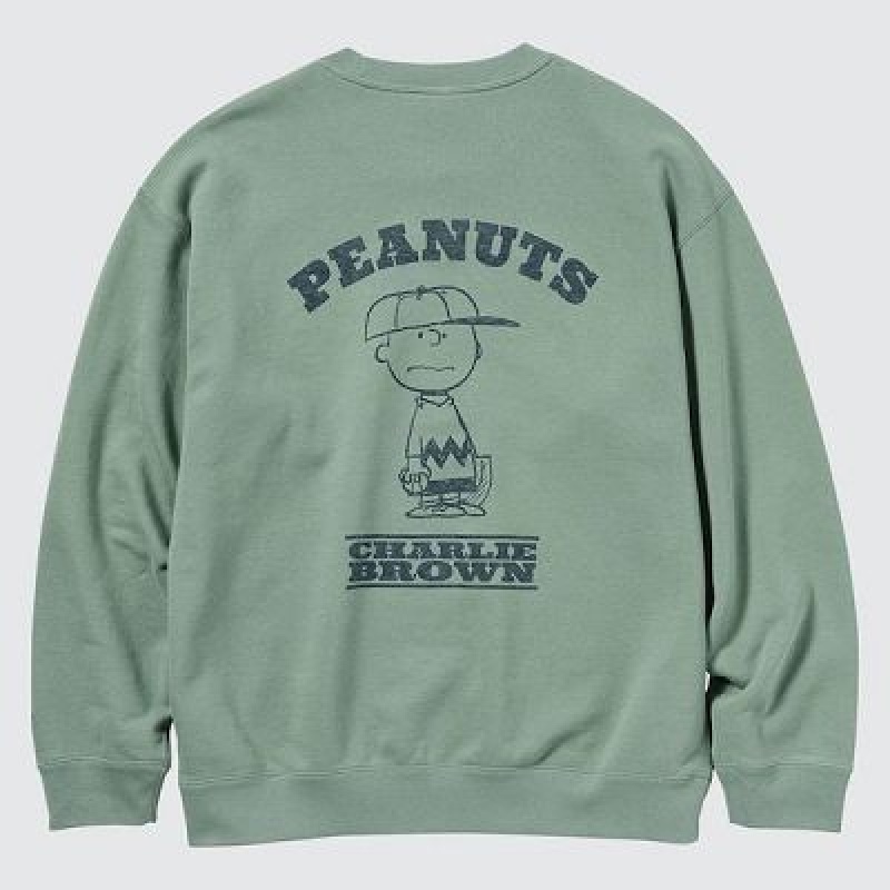 Sudaderas Uniqlo PEANUTS Charlie Baseball Team Long-Sleeve Hombre Verde | 962430_PE