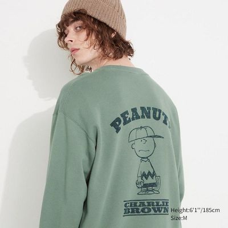 Sudaderas Uniqlo PEANUTS Charlie Baseball Team Long-Sleeve Hombre Verde | 962430_PE