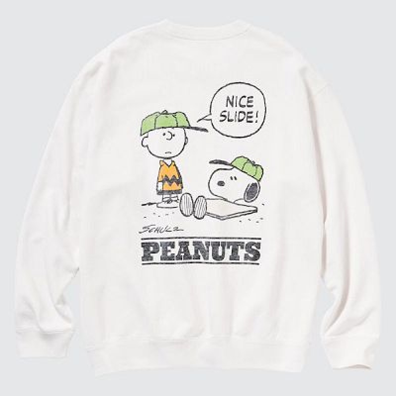 Sudaderas Uniqlo PEANUTS Charlie Baseball Team Long-Sleeve Hombre Blancas | 951284_PE