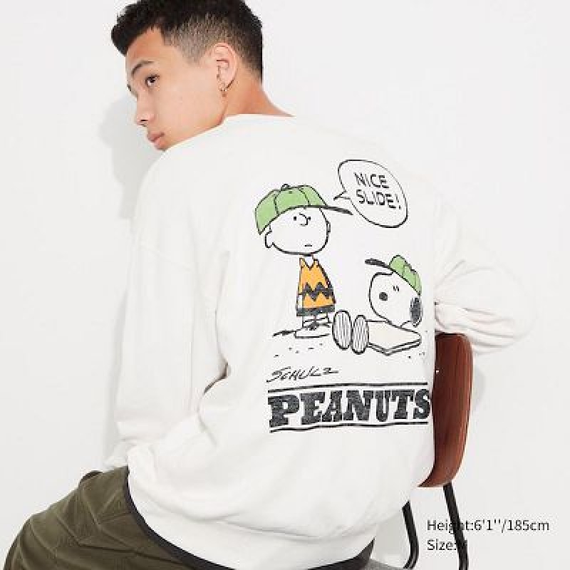 Sudaderas Uniqlo PEANUTS Charlie Baseball Team Long-Sleeve Hombre Blancas | 951284_PE