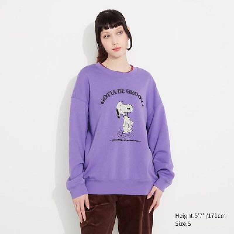 Sudaderas Uniqlo PEANUTS Dance Time with Snoopy Long-Sleeve Mujer Moradas | 693205_PE